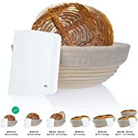 Cesta de Fermentación (redonda- Ø 22 cm) y Rascador de Masa - Estribos de Acero Inox - Banneton para Pan - Ratán Natural…